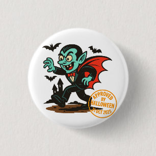 Cartoon Dracula Vampire – Approved by Halloween Button