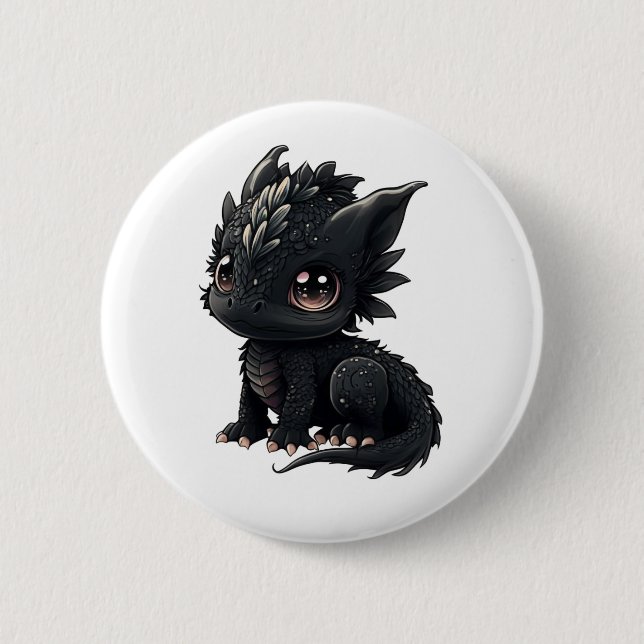 Cartoon dragon illustration button (Front)