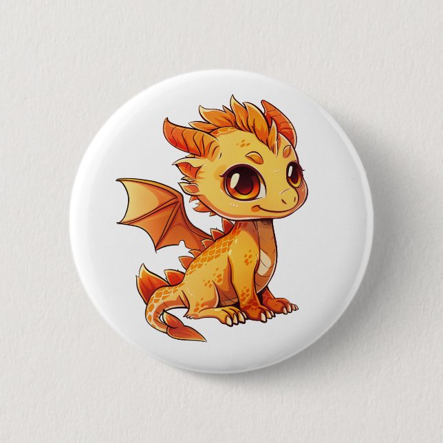 Cartoon dragon illustration button (Front)
