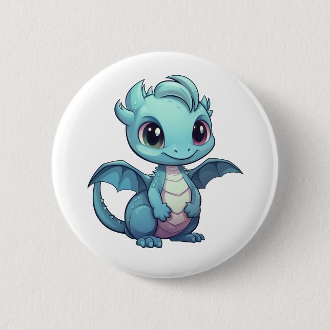 Cartoon dragon illustration button (Front)