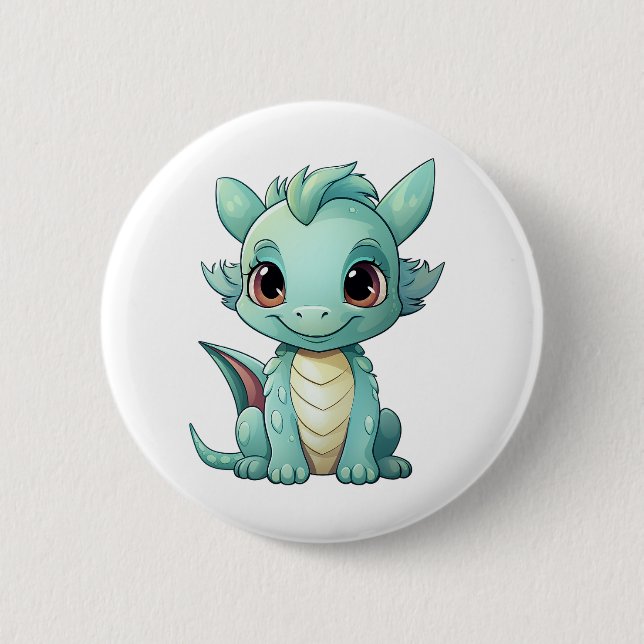 Cartoon dragon illustration button (Front)