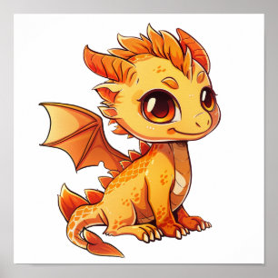 Cartoon dragon illustration poster