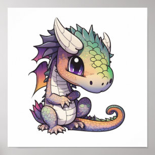 Cartoon dragon illustration poster