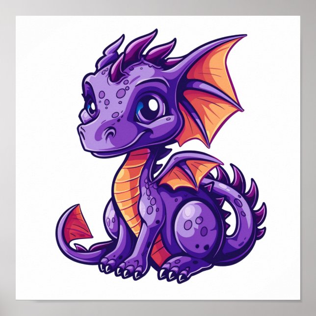 Cartoon dragon illustration poster (Front)