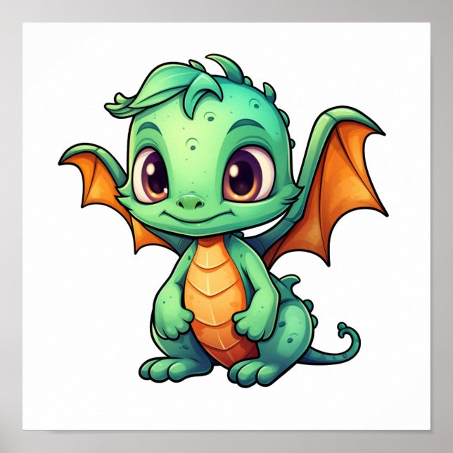 Cartoon dragon illustration poster (Front)