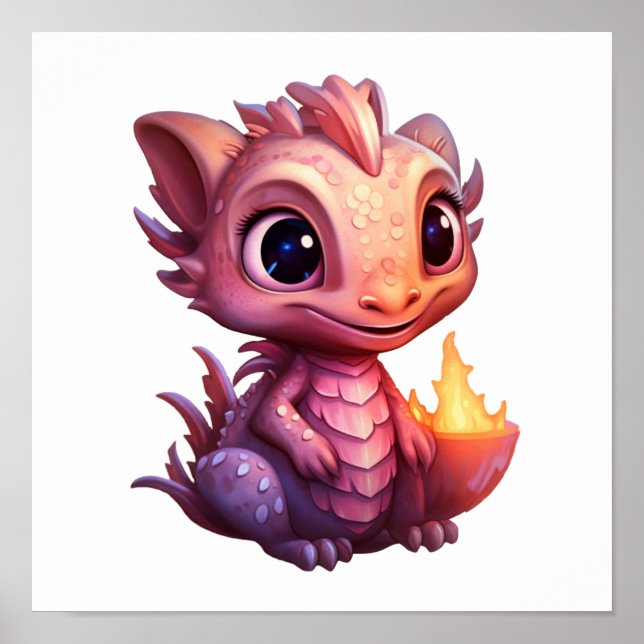 Cartoon dragon illustration poster (Front)