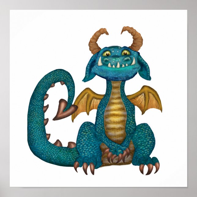Cartoon Dragon Poster (unsigned - no background) (Front)