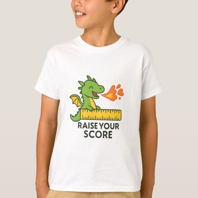 Cartoon Dragon Ruler Sticker – Cute School  T-Shirt (Front)