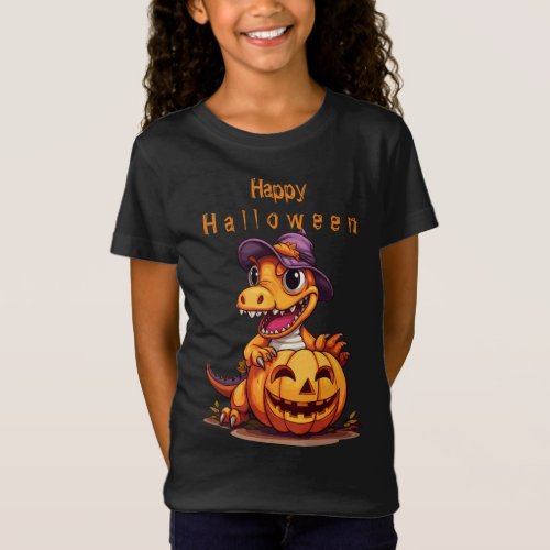 Cartoon dragon with a Halloween pumpkin T_Shirt
