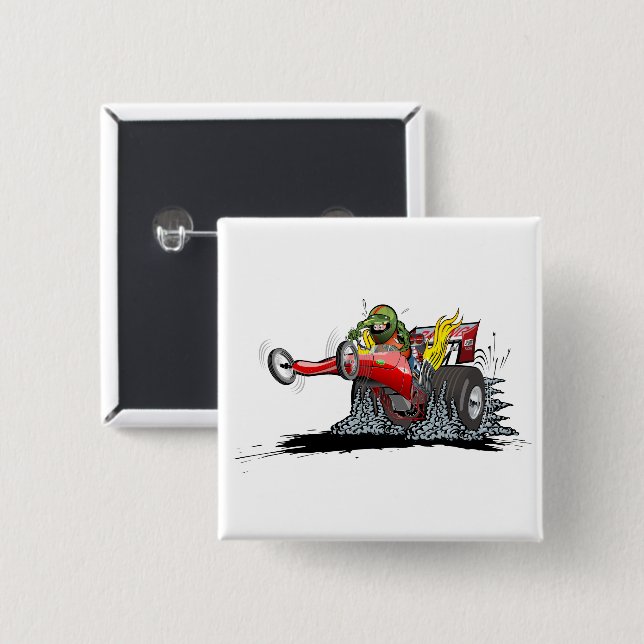 Cartoon dragster button (Front & Back)