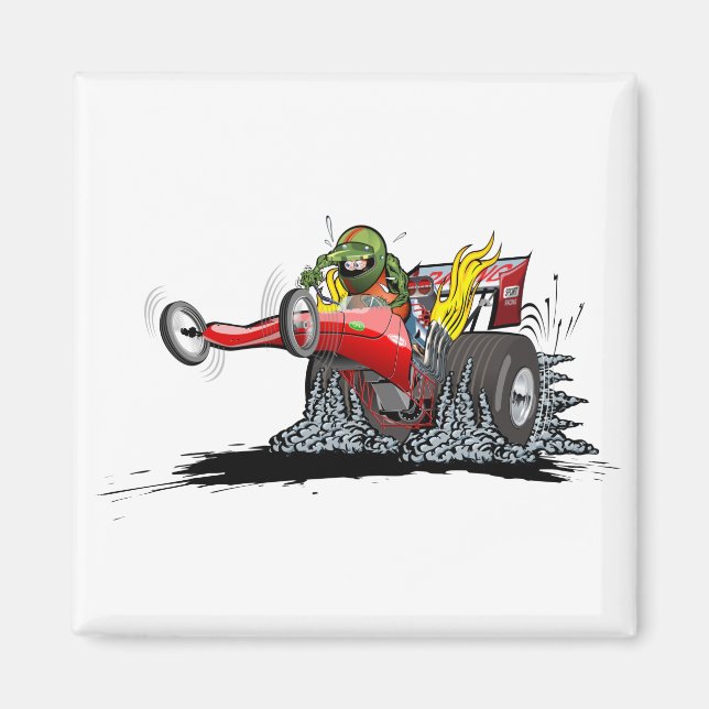 Cartoon dragster magnet (Front)