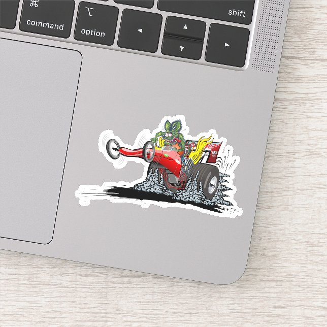 Cartoon dragster sticker (Detail)
