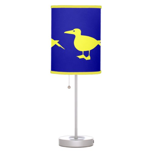 CARTOON DUCK BIRD  yellow on blue Table Lamp