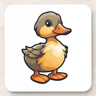 Cartoon duck illustration beverage coaster