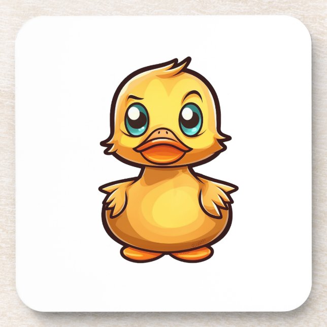 Cartoon duck illustration beverage coaster (Front)
