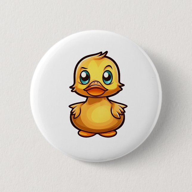 Cartoon duck illustration button (Front)