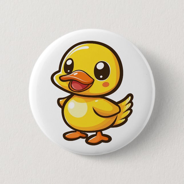 Cartoon duck illustration button (Front)