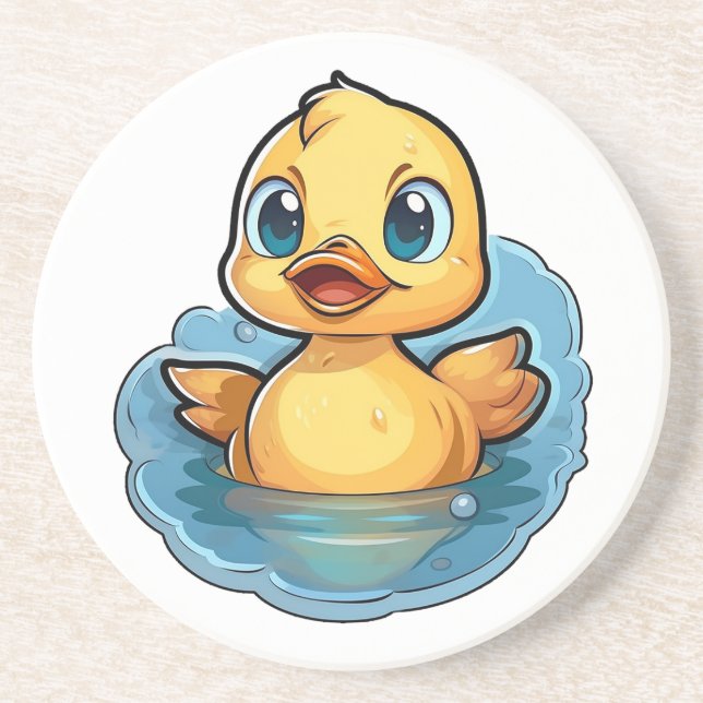 Cartoon duck illustration coaster (Front)