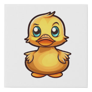 Cartoon duck illustration faux canvas print