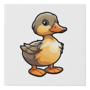 Cartoon duck illustration faux canvas print