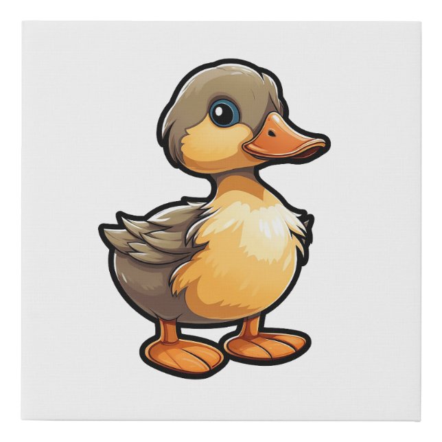 Cartoon duck illustration faux canvas print (Front)