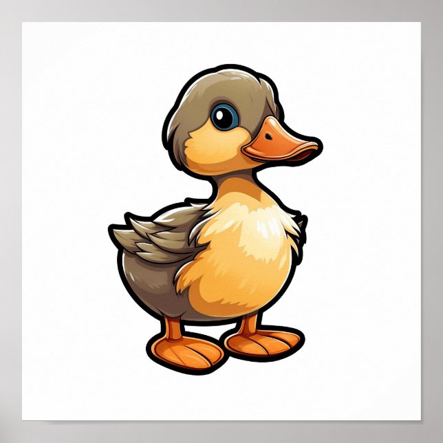 Cartoon duck illustration poster (Front)