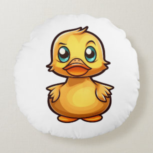 Cartoon duck illustration round pillow