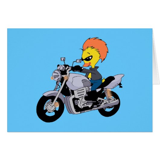 Cartoon duck on a cool motorcycle cards (Front Horizontal)
