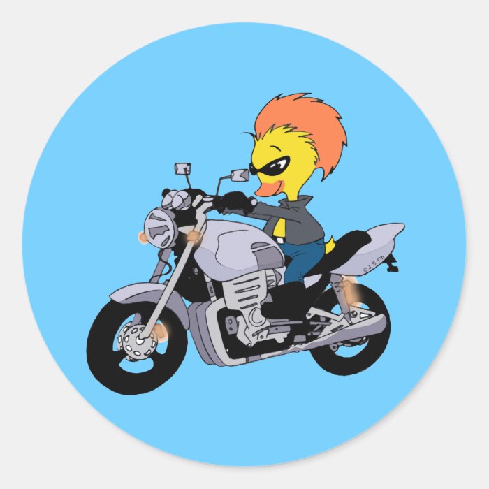 Cartoon duck on a cool motorcycle stickers