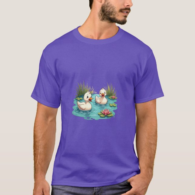 Cartoon Ducks Pond T-Shirt (Front)