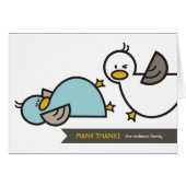 Cartoon Ducks Twin Birth Announcement Thank You (Front Horizontal)