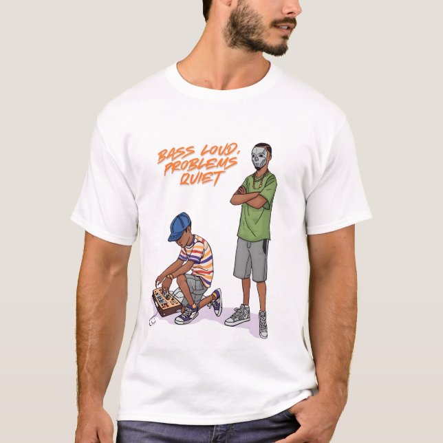 Cartoon Duo With Boombox  Bass Loud T-Shirt (Front)