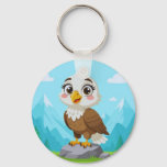 Cartoon Eagle on Rock – Cute Vector Character Keychain