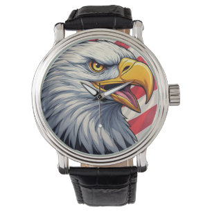 Cartoon Eagle with American Flag Patriotic Design Watch