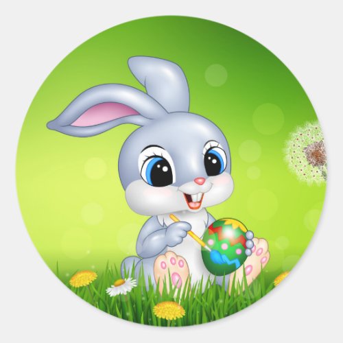 Cartoon Easter rabbit Classic Round Sticker