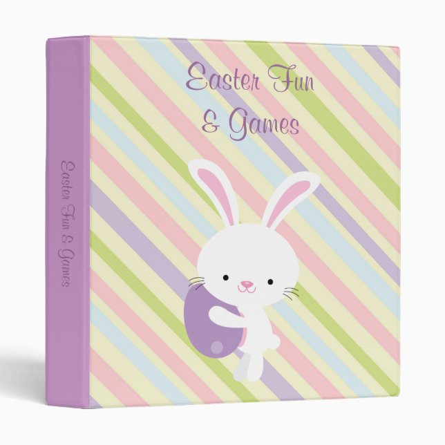 Cartoon Easter Rabbit with Stripes Binder (Front/Spine)