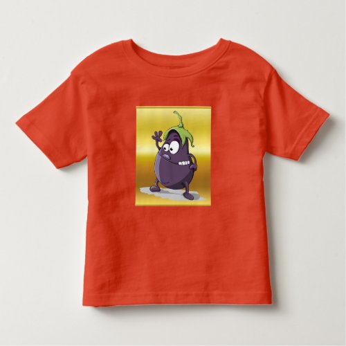 Cartoon eggplant with big eyes green hair 2 toddler t_shirt