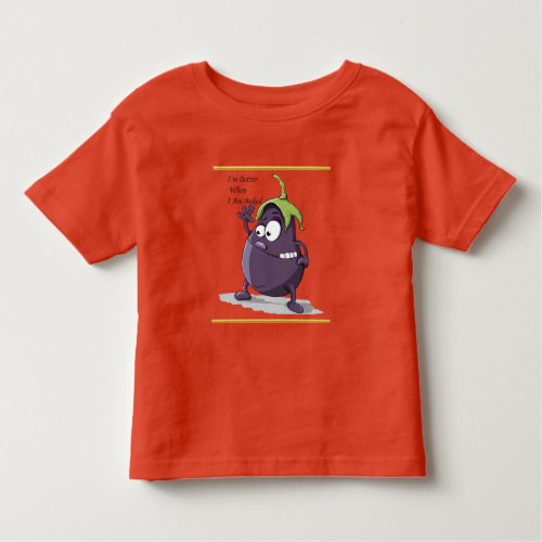 Cartoon eggplant with big eyes green hair toddler t_shirt