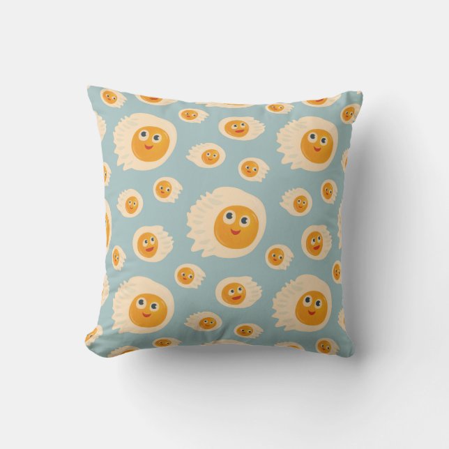 Cartoon Eggs Pattern Cute Food Throw Pillow (Front)