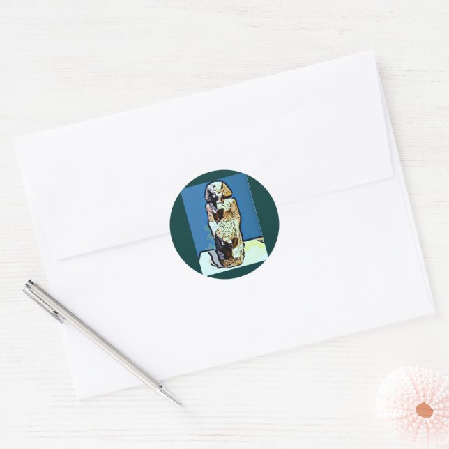 Cartoon  Egyptian statue Classic Round Sticker (Envelope)