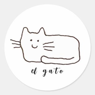 Cartoon El Gato Cat Doodle Line Classic Round Sticker