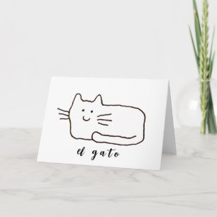 Cartoon El Gato Cat Doodle Line Drawing Card
