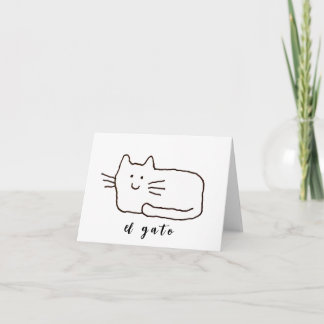 Cartoon El Gato Cat Doodle Line Folded Note Card