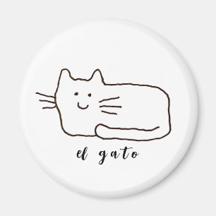 Cartoon El Gato Cat Doodle Line Magnet