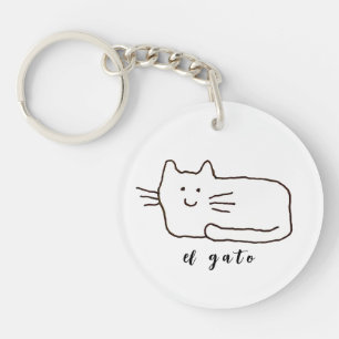 Cartoon El Gato Cat Drawing Keychain