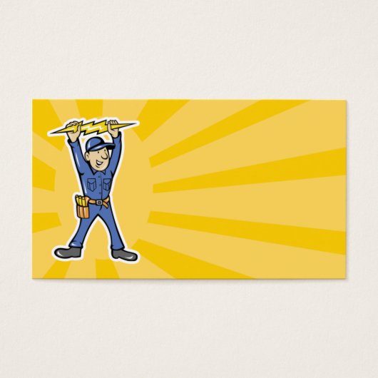 Cartoon Electrician holding electricity lightning (Front)