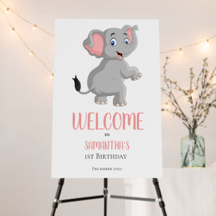 Cartoon Elephant Baby birthday party Foam Board