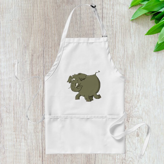 Cartoon Elephant Grey Animal Adult Apron (Creator Uploaded)