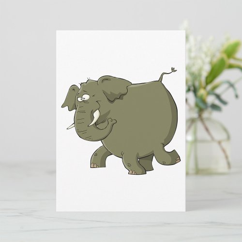 Cartoon Elephant Grey Animal Invitation