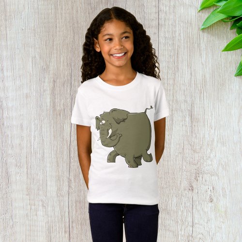 Cartoon Elephant Grey Animal T_Shirt